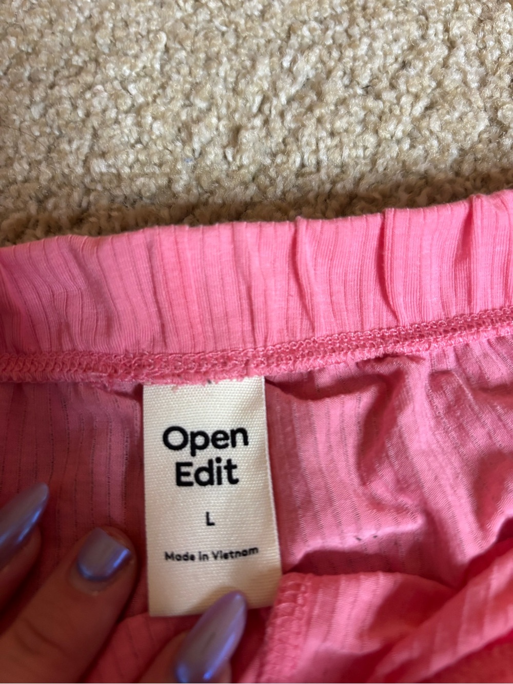 Pink Ribbed Lounge Shorts - Picture 4 of 5